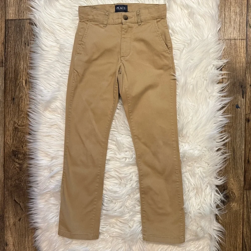 The Children’s Place Boys Khaki Chino‎ Pants Size 8 Slim Uniform Stretch